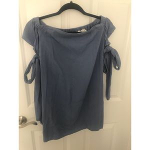 Blue off the shoulder shirt